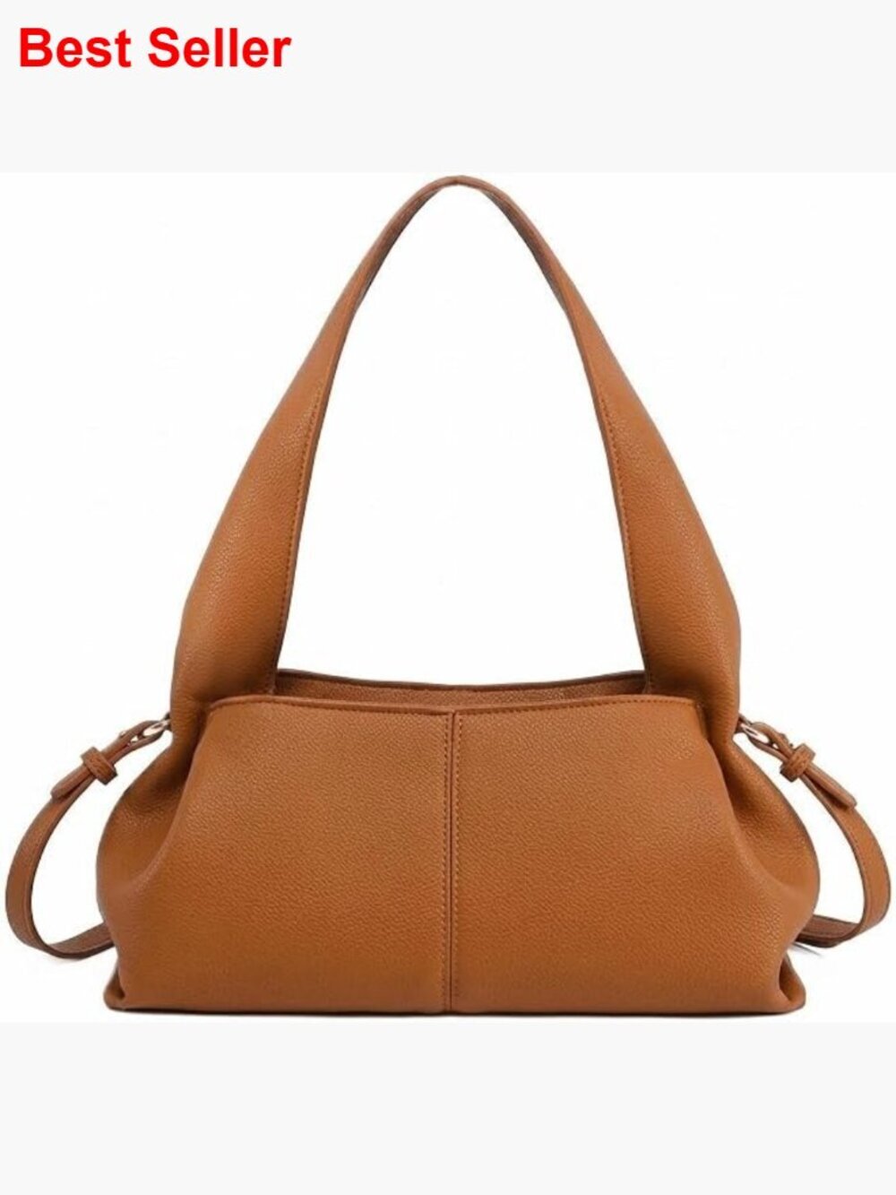 Faux Leather Hobo Handbag with Zipper - Lightweight, Adjustable Strap
